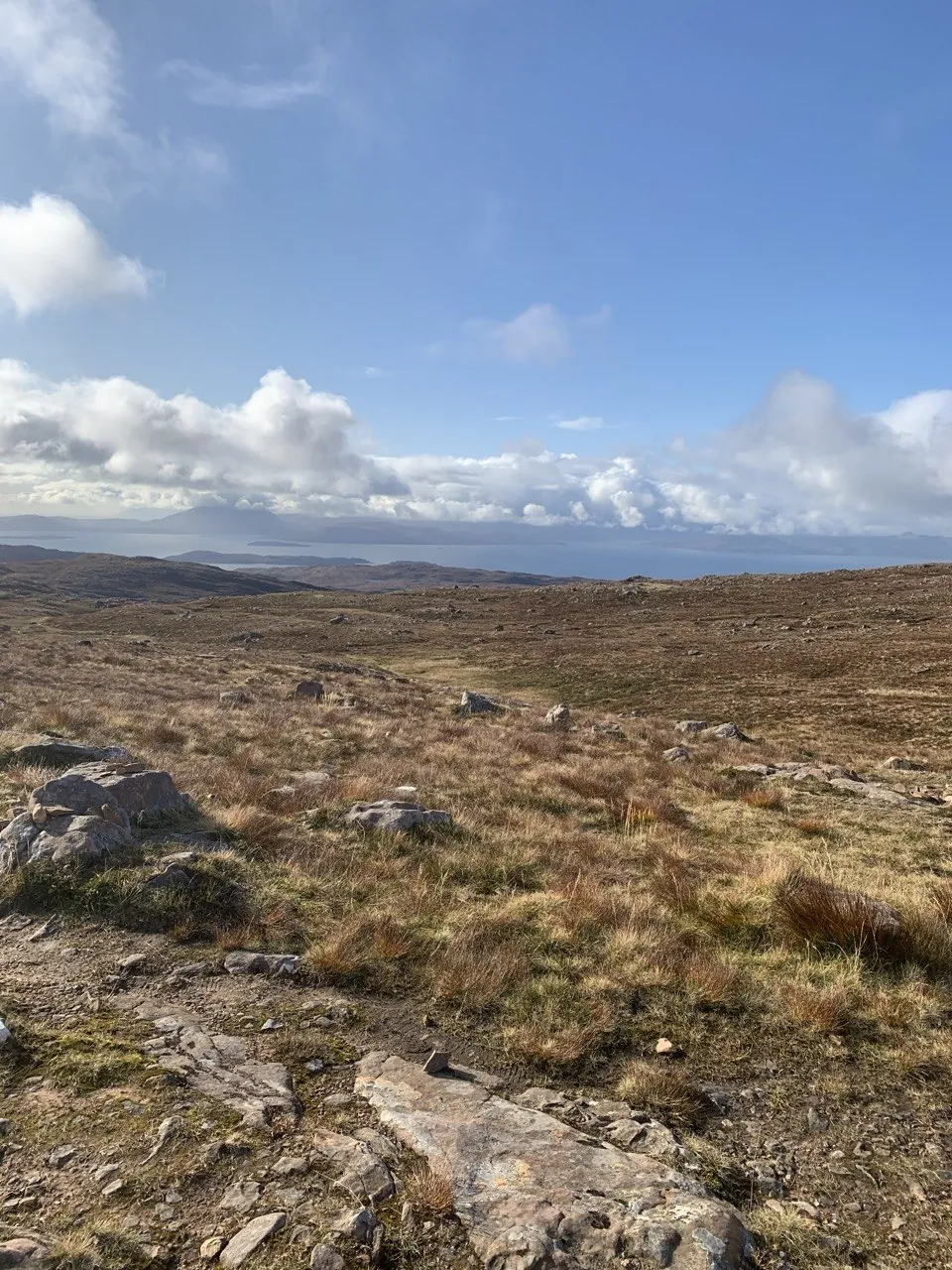 Looking out over the Inner Sound from the viewpoint at the top of the Applecross Pass, with the Isle of Raasay and the Isle of Skye out on the horizon